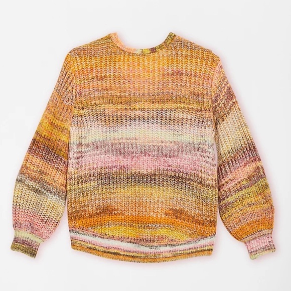 Lou & Grey + Loft Spiced Multicolor Striped V Neck Knit Sweater - Picture 2 of 8